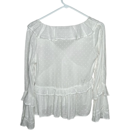 American Eagle Outfitters Ruffled Deep V-neck Double Ruffled Sleeve Swiss Dot XS - Picture 4 of 4